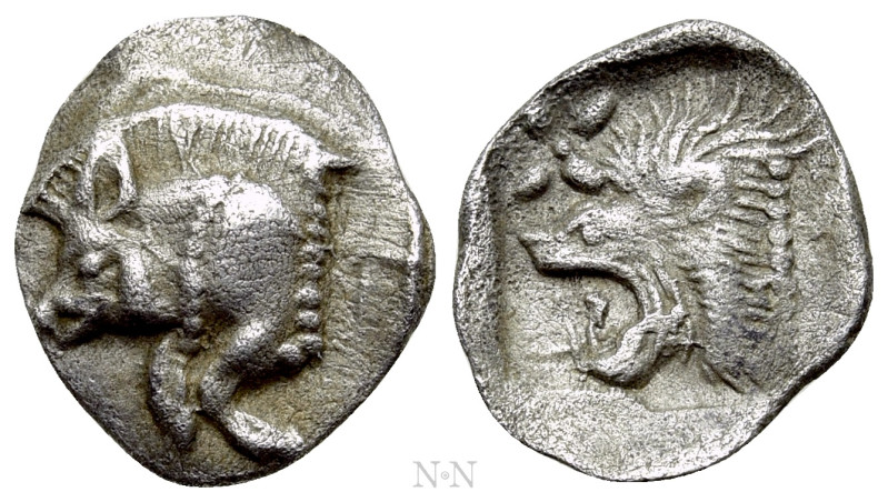 MYSIA. Kyzikos. Hemiobol (Circa 450-400 BC). 

Obv: Forepart of boar left; H t...