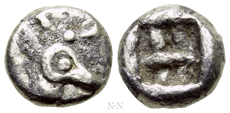 IONIA. Ephesos. Phanes (Circa 625-600 BC). Silver core 1/48 Stater. 

Obv: Hea...