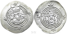 SASANIAN KINGS. Husrav (Khosrau) II (590-628). Drachm. NAL (Nārmashir). Dated RY 37