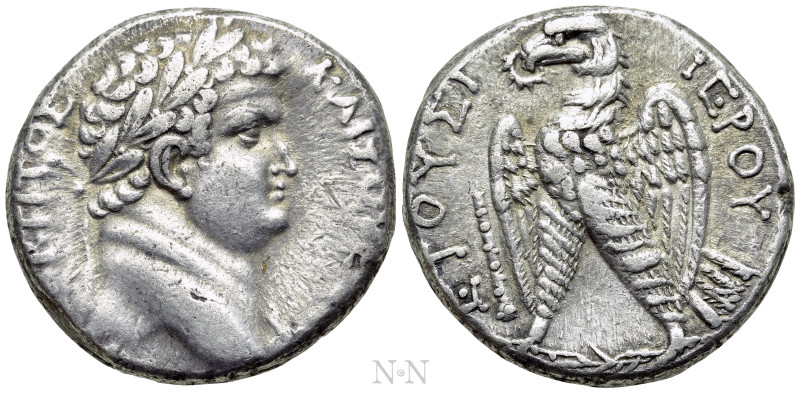 JUDAEA. Caesarea Maritima. Titus (Caesar, 69-79). Tetradrachm. Dated “Holy Year”...