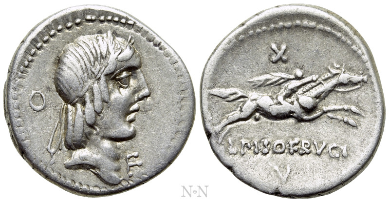 L. CALPURNIUS PISO FRUGI. Denarius (90 BC). Rome. 

Obv: Laureate head of Apol...