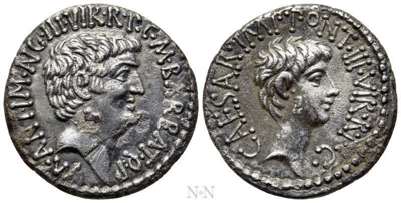 MARK ANTONY & OCTAVIAN. Denarius (41 BC). M. Barbatius Pollio, quaestor pro prae...