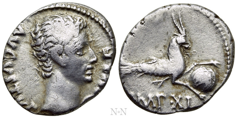 AUGUSTUS (27 BC-14 AD). Denarius. Lugdunum. 

Obv: AVGVSTVS DIVI F. 
Bare hea...