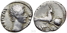 AUGUSTUS (27 BC-14 AD). Denarius. Lugdunum