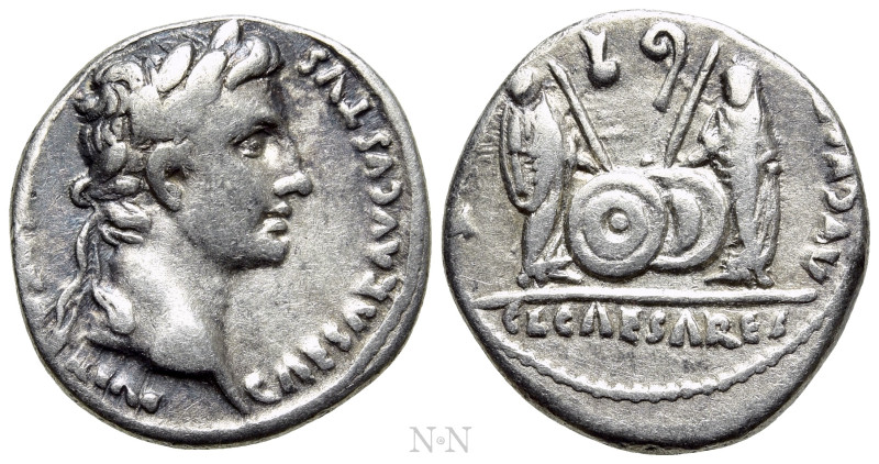 AUGUSTUS (27 BC-14 AD). Denarius. Lugdunum. 

Obv: CAESAR AVGVSTVS DIVI F PATE...