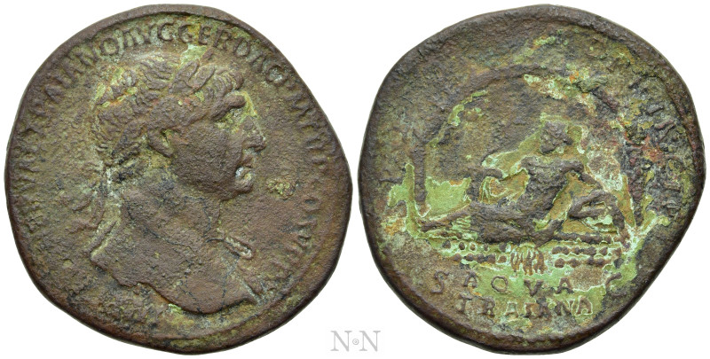 TRAJAN (98-117). Sestertius. Rome. 

Obv: IMP CAES NERVAE TRAIANO AVG GER DAC ...