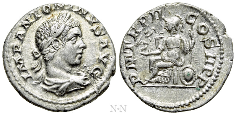 ELAGABALUS (218-222). Denarius. Rome. 

Obv: IMP ANTONINVS AVG. 
Laureate and...