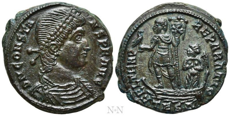 CONSTANS (337-350). Follis. Thessalonica. 

Obv: D N CONSTANS P F AVG. 
Pearl...