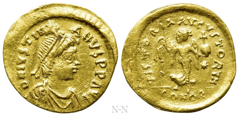 JUSTINIAN I (527-565). GOLD Tremissis. Constantinople. 

Obv: D N IVSTNIANVS P...