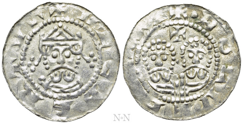 NETHERLANDS. Friesland. Ekbert II (1068-1077). Denar. Bolsward. 

Obv: + VECBE...