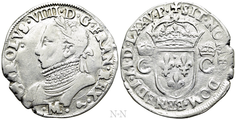 FRANCE. Henry III (1574-1589). Teston (1575). In the name of Charles IX. Toulous...