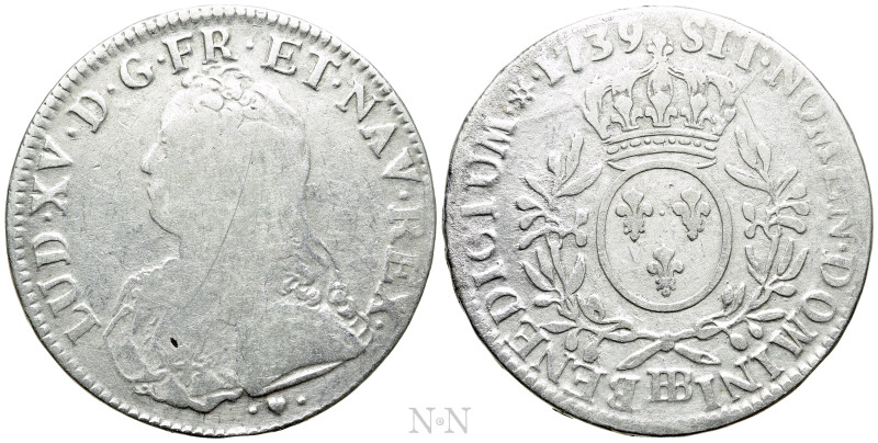 FRANCE. Louis XV (1715-1774). Écu (1739-BB). Strasbourg. 

Obv: LUD XV D G FR ...