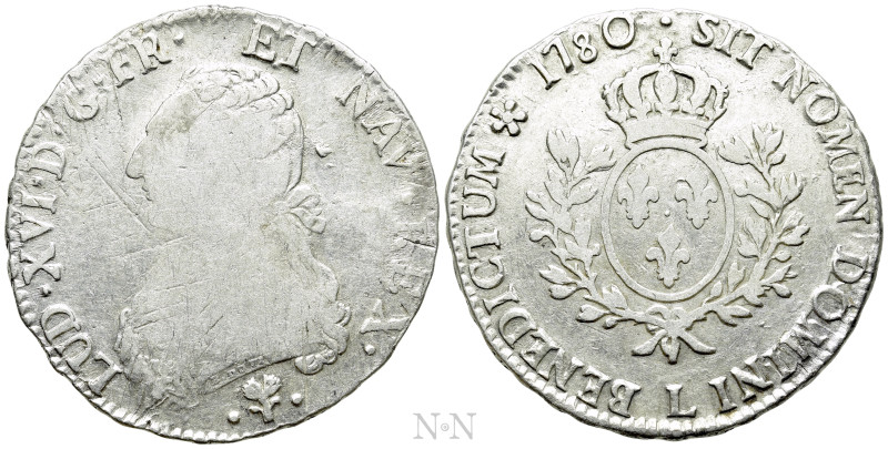 FRANCE. Louis XVI (1774-1793). Écu (1780-L). Bayonne. 

Obv: LUD XVI D G FR ET...