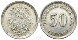 GERMANY. Wilhelm I (1871-1888). 50 Pfennig (1875-D). Munich