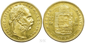 HUNGARY. Franz Joseph I (1848-1916). GOLD 8 Forint 20 Francs (1891-KB). Kremnitz