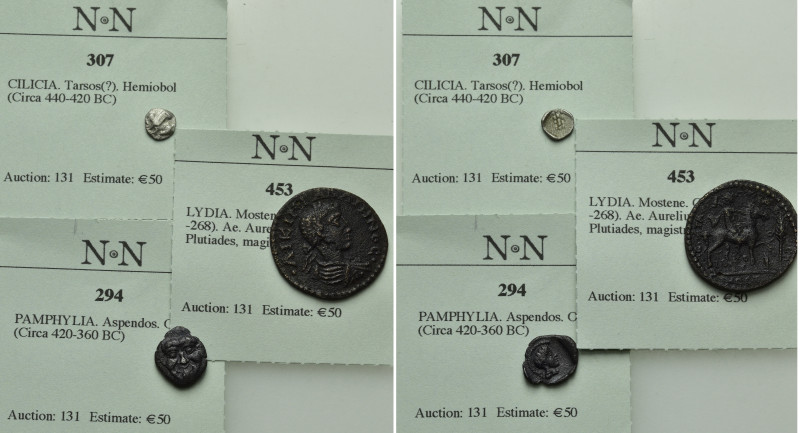 3 Greek and Roman Coins. 

Obv: .
Rev: .

. 

Condition: See picture.

...