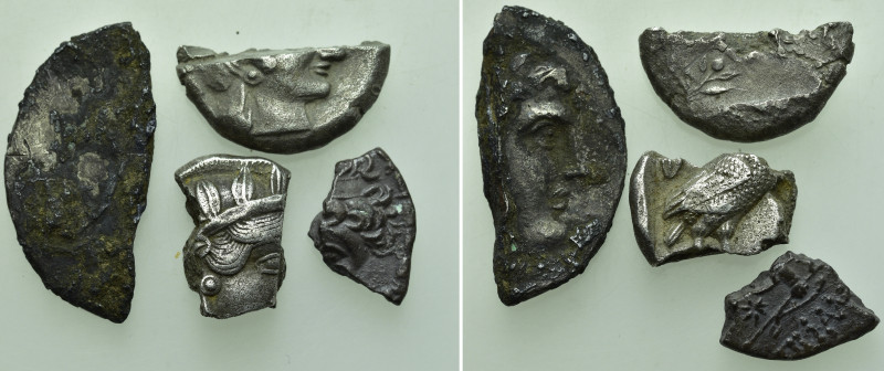 4 Pieces of Greek Hacksilver. 

Obv: .
Rev: .

. 

Condition: See picture...