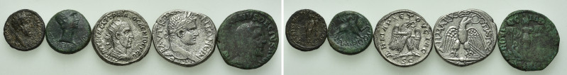 5 Roman Provincial Coins. 

Obv: .
Rev: .

. 

Condition: See picture.
...