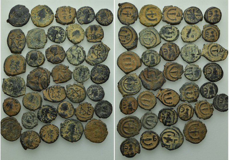 35 Byzantine Coins. 

Obv: .
Rev: .

. 

Condition: .

Weight: g.
 Dia...