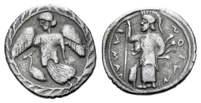 Sicily, Camarina Litra circa 461-435, AR 10.00 mm., 0.56 g.
Nike flying l. befo...