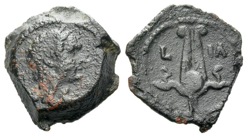 Egypt, Alexandria Domitian, 81-96 Dichalkon circa 91-92 (year 11), Æ 13.80 mm., ...