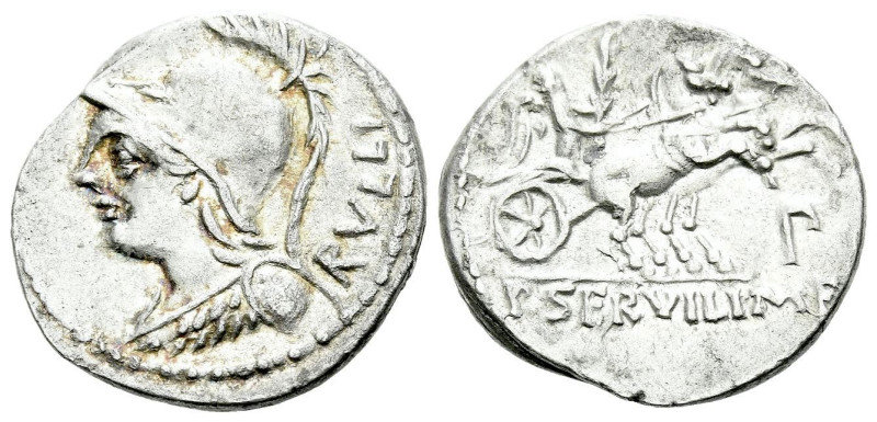 P. Servilius M.f. Rullus Denarius circa 100, AR 20.00 mm., 3.82 g.
Helmeted bus...