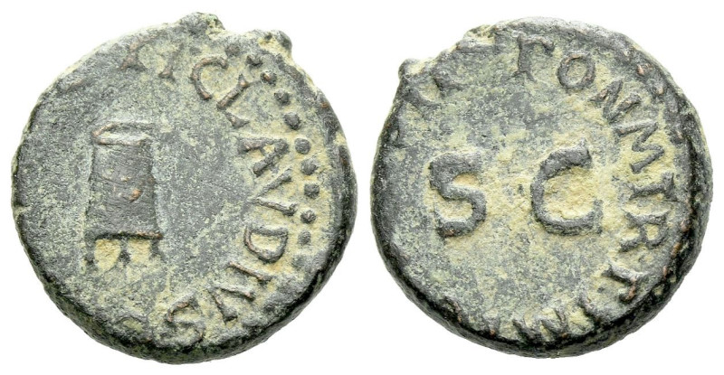 Claudius, 41-54 Quadrans Rome 42, Æ 15.00 mm., 3.36 g.
Legend around three-legg...