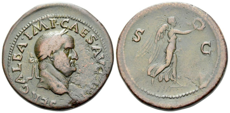 Galba, 68-69 Sestertius Rome 68, Æ 35.00 mm., 25.08 g.
Laureate head r. Rev. Vi...