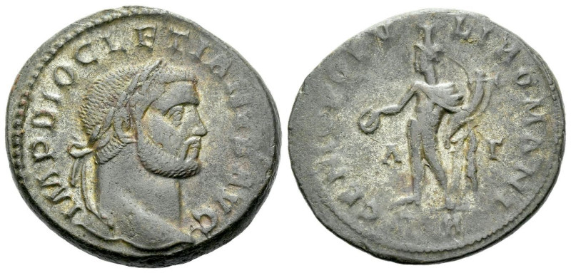 Diocletian, 284-305 Follis Treveri circa 296-297, Æ 27.00 mm., 11.03 g.
Laureat...