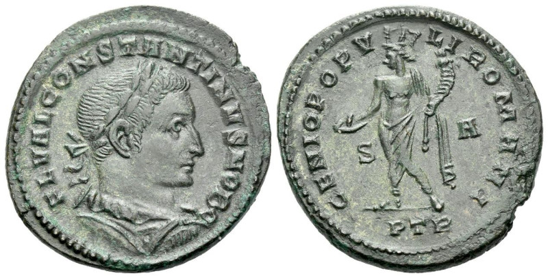 Constantine I caesar, 306-307 Follis Treveri 307, Æ 27.00 mm., 7.49 g.
Laureate...