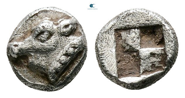 Thraco Macedonian Region. Uncertain mint circa 500-400 BC. 
Hemiobol AR

7 mm...