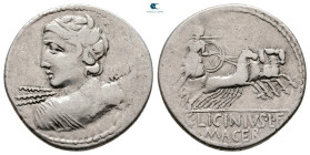 C. Licinius L. F. Macer 84 BC. Rome. Denarius AR