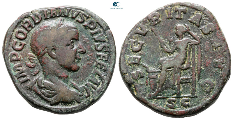 Gordian III AD 238-244. Rome
Sestertius Æ

30 mm, 22,68 g



Very Fine