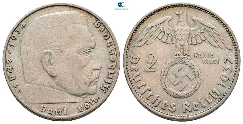 Germany. AD 1937. 
2 Reichsmark

25 mm, 7,99 g



Very Fine
