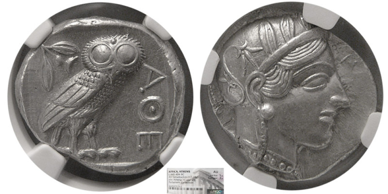 ATTICA, Athens. 440-404 BC. Silver Tetradrachm (17.18 gm; 24 mm). NGC-AU. Head o...