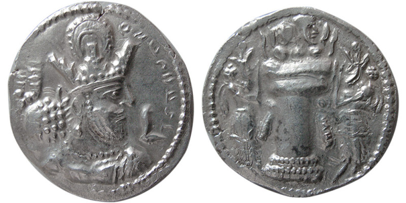 SASANIAN KINGS-Shapur II, 309-379 AD. AR Drachm (4.00 gm; 24 mm). Mint V (Sakast...