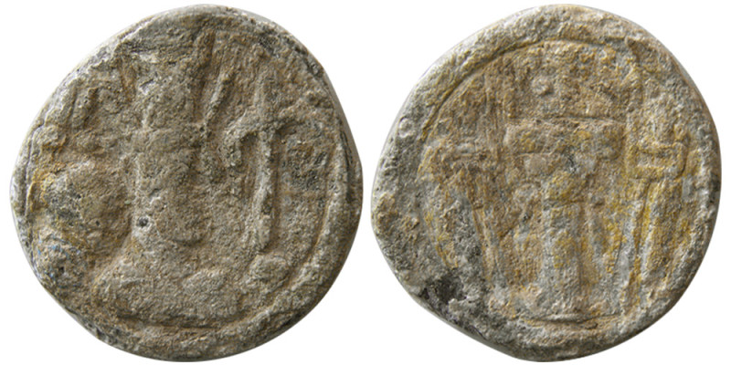 SASANIAN KINGS; Shapur II, 309-379 AD. PB (Lead) Unit (10.74 gm; 24 mm). Obverse...