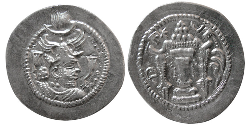 SASANIAN KINGS; Peroz, 3rd crown, 457-484 AD. AR Drachm (3.94 gm; 28 mm). Standa...