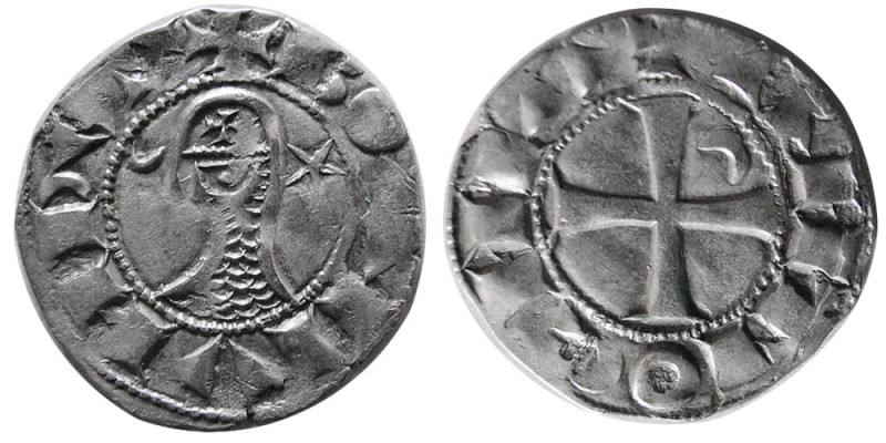 THE CRUSADERS, Bohemond IV. 1202-1232 AD. AR Denier (1.06 gm; 17 mm). "Coins of ...