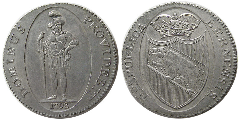 SWITZERLAND, Bern. 1798, Silver Thaler (29.23 gm; 39 mm). Dated 1798. RESPUBLICA...