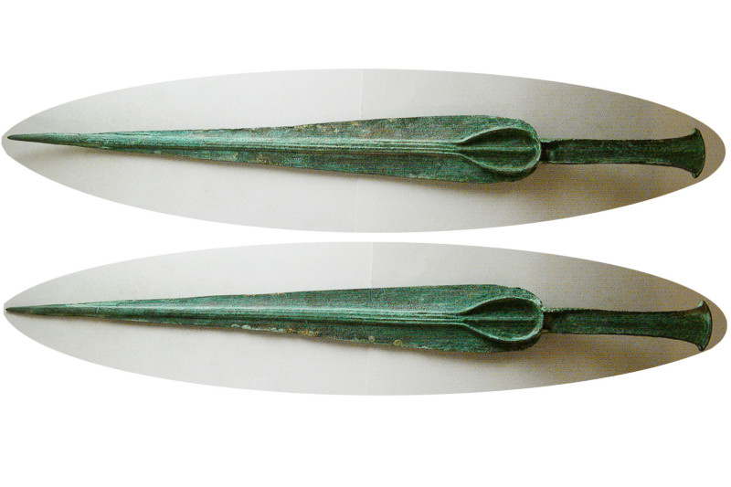 LURISTAN, Circa 2000-1000 BC. Bronze Sword (460 mm x 45 mm). Ornate handle. Nice...