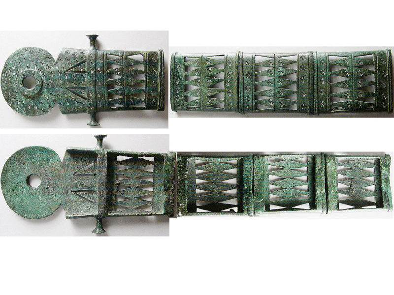 LURISTAN, About 1000 BC. Ancient Bronze Sword Scabbards. Made up of 4 pieces, mo...