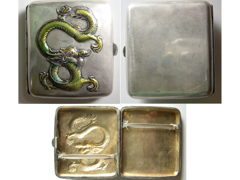 ANTIQUE CHINEESE SILVER Cigarette Box. Late 1800s-Early 1900s (82 mm x 72 mm x 1...