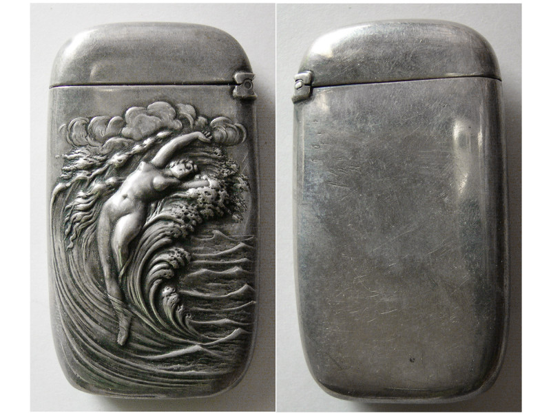 ANTIQUE SILVER MATCH SAFE. Circa late 1800s. Excellent condition. Toned.