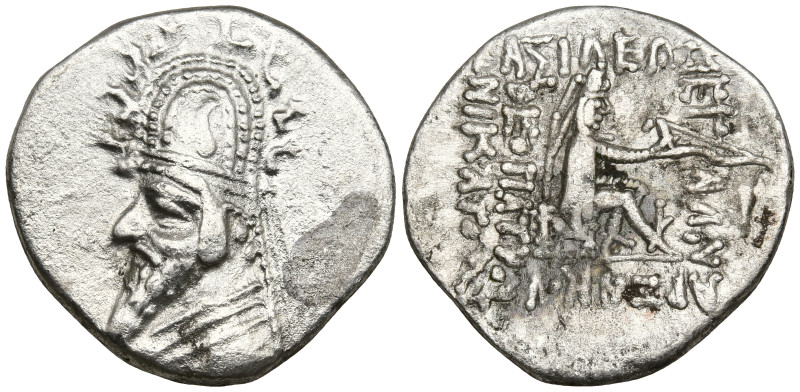 KINGS of PARTHIA. Sinatrukes (93-69 BC). Ekbatana
AR Drachm (19mm 3.83g)
Obv: ...