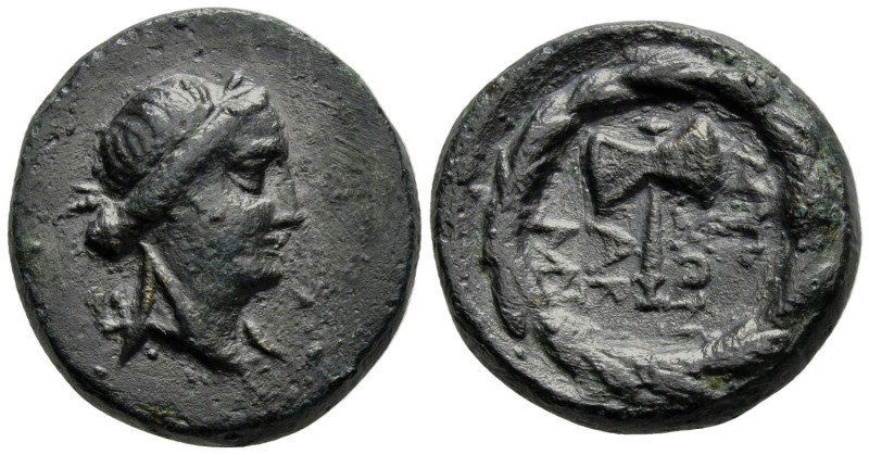 PHRYGIA. Abbaitis. (2nd-1st century BC)
AE Bronze (14.8mm 3.1g)
Obv: Laureate ...