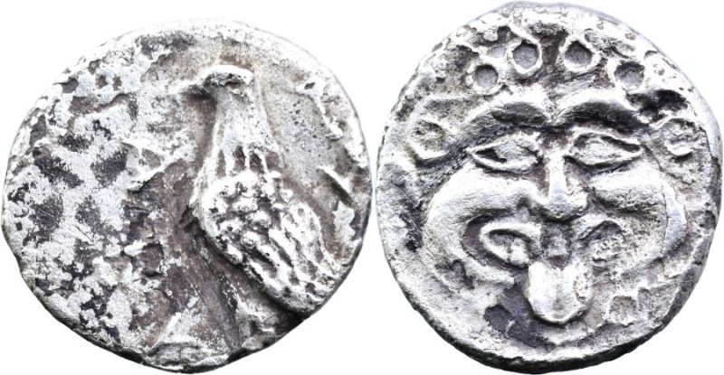 TROAS. Abydos. (Circa 480-450 BC).
AR Obol (9.2mm 0.66g)
Obv: ABY. Eagle stand...