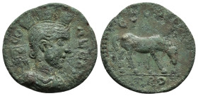 TROAS. Alexandria. Pseudo-autonomous issue. (3rd century AD)
AE Bronze (22mm 4.11g)
Obv: Turreted and veiled bust of Tyche right, vexillum at should...