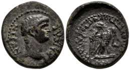 PHRYGIA. Apamea. Nero (54-68). Ae. M. Vettius Nigrus, magistrate.
AE Bronze (16.7mm 3.8g)
Obv: NEPON KAIΣAP. Bare head right.
Rev: EΠI OYETTIOY NIΓ...