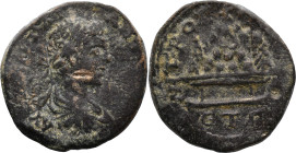 CAPPADOCIA. Caesarea. Elagabalus (218-222 AD).
AE Bronze (27mm 13.49g)
Obv: Laureate, draped and cuirassed bust right.
Rev: Mount Argaeus; on altar...